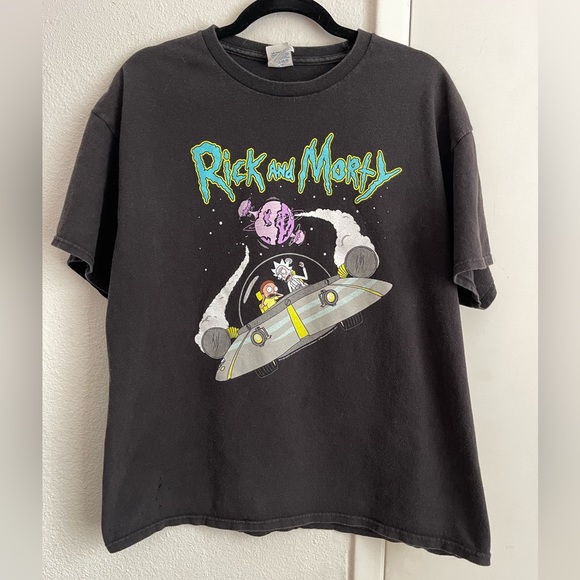 2021 Delta Rick and Morty Spaceship Graphic Black Tee Shirt X-Large [ADULT SWIM] - Picture 1 of 4